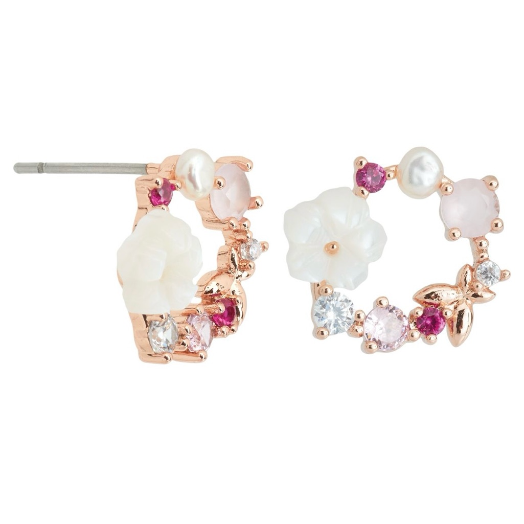 Amanda Blu Mini Flower Circle Earrings Gold Nwt!